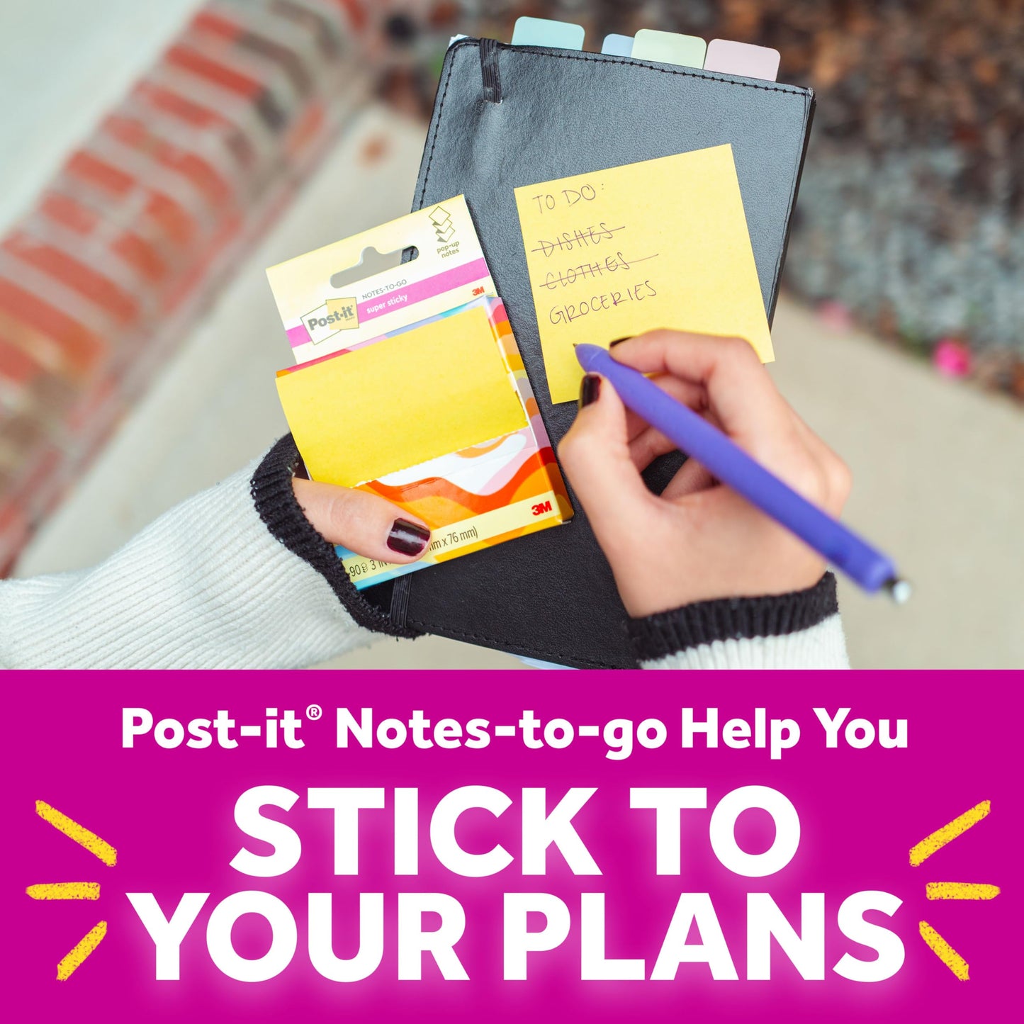 Post-it Super Sticky Notes-to-go Pop-Up Notes, 3 in. x 3 in., 6 Dispensers with 540 Total Pastel Sticky Notes in Pink Salt Color, Great for School, Office, Classroom, or Home