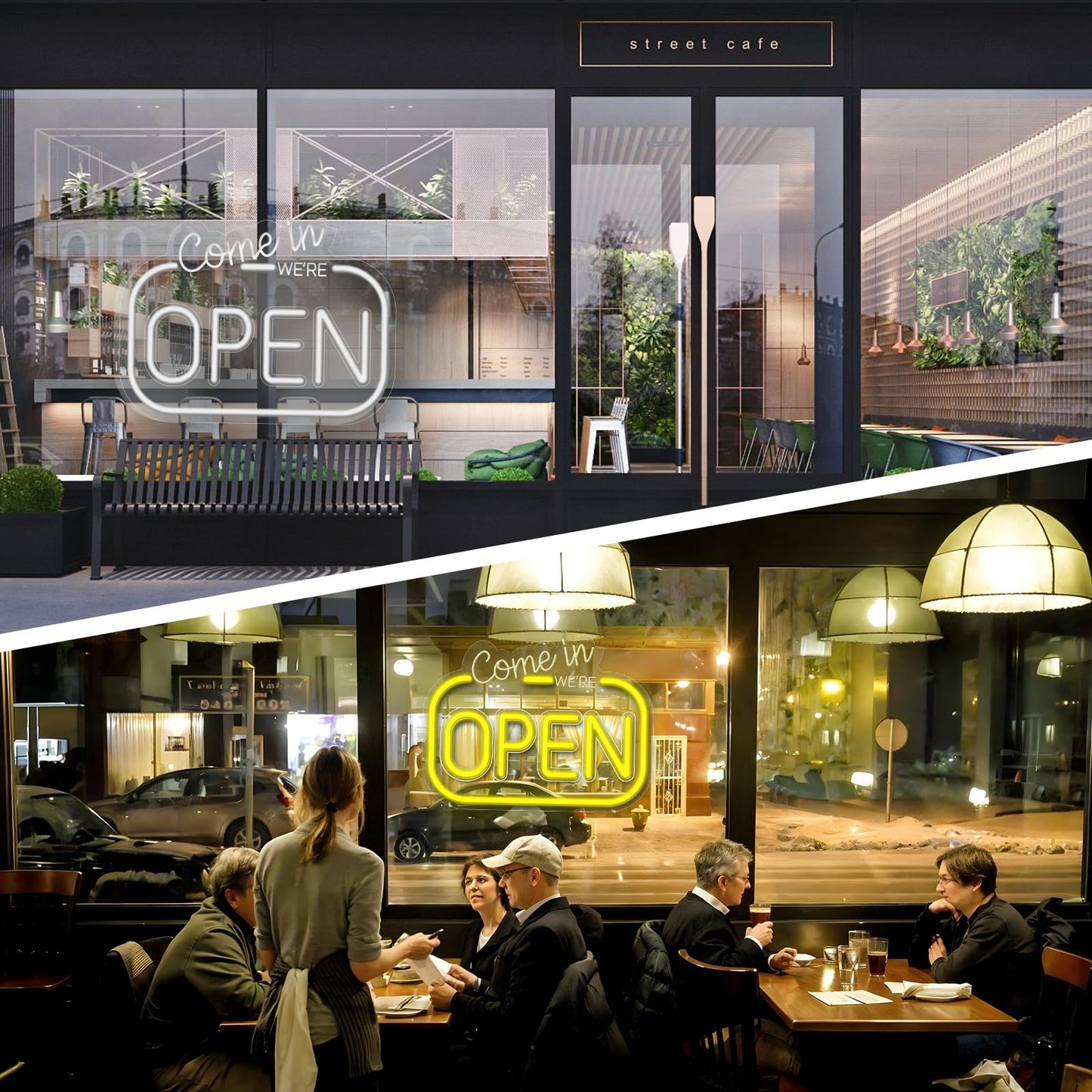 Come In We Are Open Neon Sign, LED Light for Business, Dimmable Yellow USB Wall Art Decor for Coffee Shop, Bar, Restaurant, Salon, Hotel