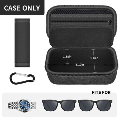 Travel Sunglass Organizer Case for Sojos/for Goodr/for Quay Polarized Sunglasses Men Women,2 Pairs Trendy Glasses Storage Box for Retro Oval/Rectangle Aviator Shady Rays Sun Glasses(Bag Only)-Black,XS