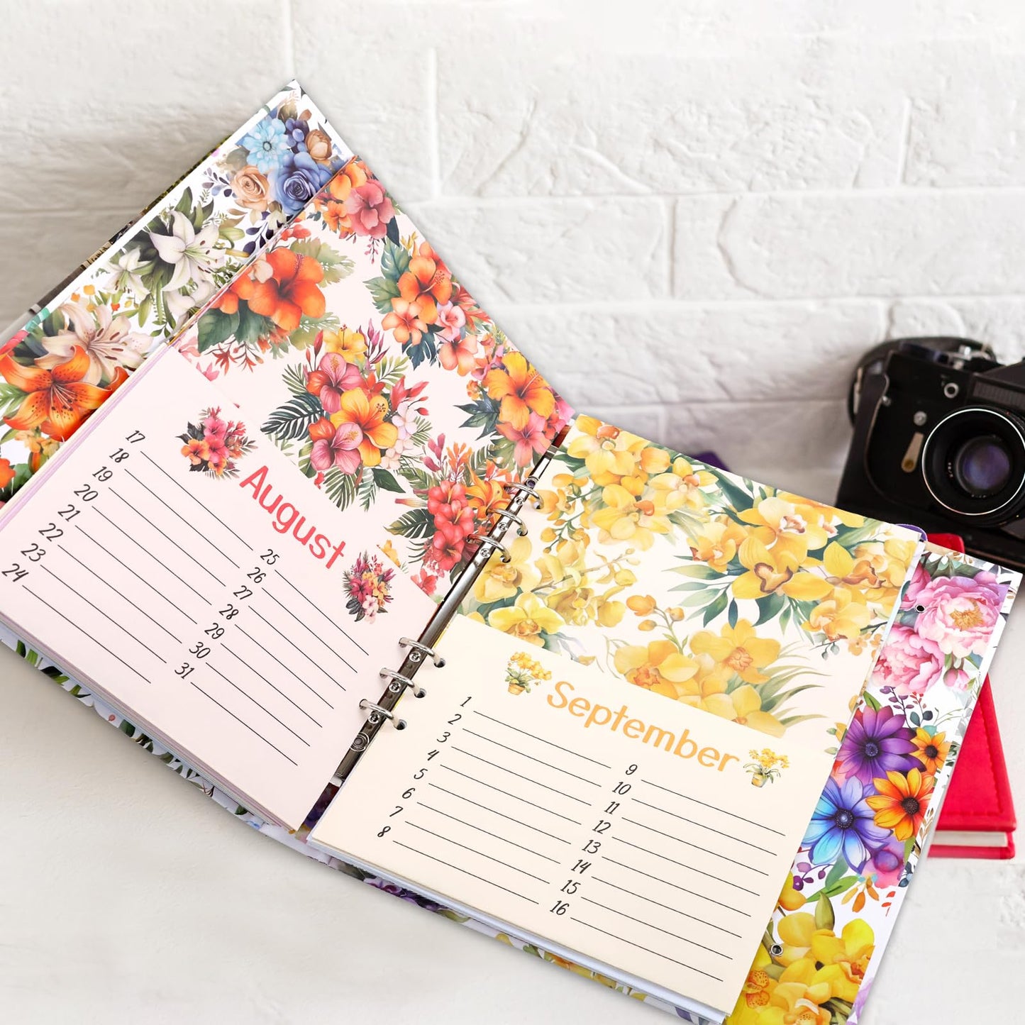Ceiba Tree Greeting Card Organizer with 24 Pockets Teacher Appreciation Gift Card Book Flora Month by Month Hardcover Binder Birthday Reminder for Holiday Wedding Anniversary Home Office