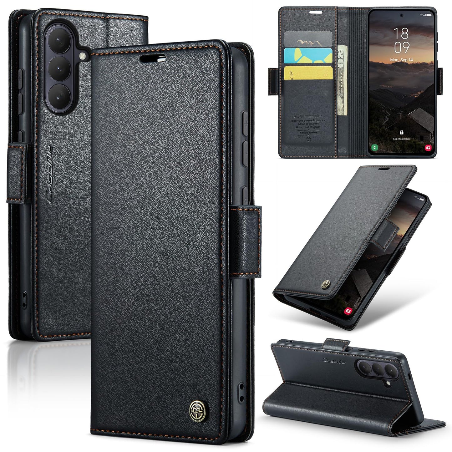 SINIANL Compatible with Samsung Galaxy S26 Wallet Case with Card Holder, Women Men Flip Cover with RFID Blocking Magnetic Clasp Kickstand Leather Book Folio Case for Galaxy S26 Black