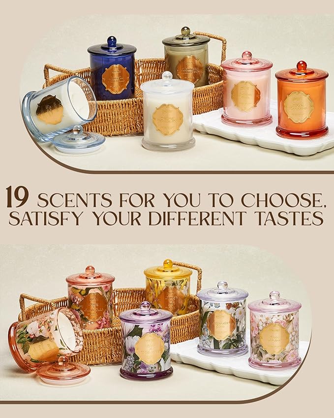 M&SENSE Rose Candles for Home Scented, Organic Soy Candles Non Toxic Soot-Free, 12.7oz Large Jar Candle 75 Hour Long Lasting Burning, Relaxing Aromatherapy Valentine's Day Gift for Women