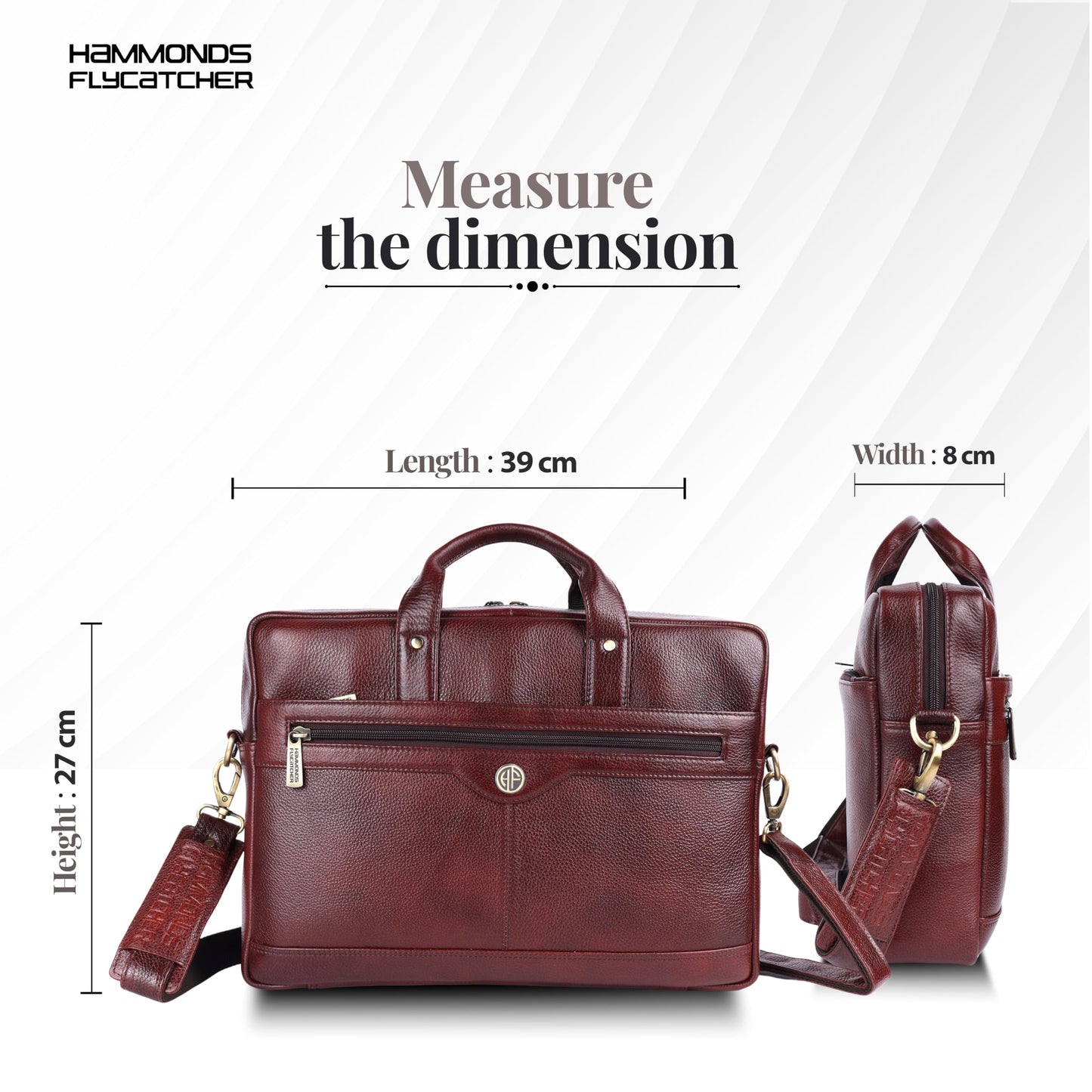 HAMMONDS FLYCATCHER Genuine Leather Executive Formal Office Bag, Shoulder Laptop Messenger Bag for Men, MacBook, Notebook Upto 16 Inch, Handbags with Shoulder Straps, Brown, LB138