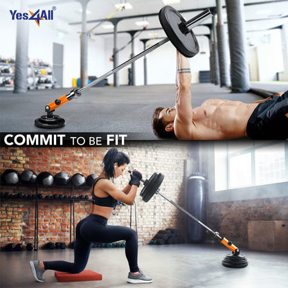 Yes4All Landmine Attachment for 1" & 2" Barbells with Weight Plate Holder, 360 Swivel & Heavy Duty Steel Construction for T-Bar Rows, Presses & Storage, 8"x4" Pivot Sleeve, Orange