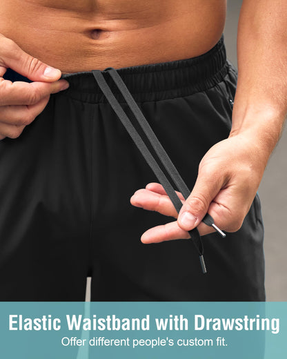 G Gradual Men's Athletic Running Shorts with Zipper Pockets Quick Dry 7"/ 5"/ 9" Workout Gym Shorts for Basketball Hiking(Black,9L)