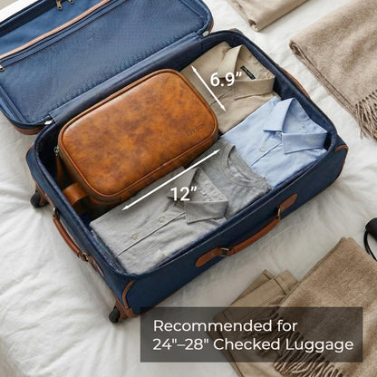Elviros Toiletry Bag for Men, Large Travel Shaving Dopp Kit Water-resistant Bathroom Toiletries Organizer PU Leather Cosmetic Bags