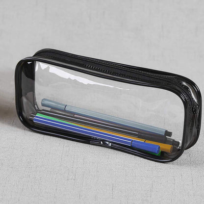 WUWEOT 10 Pack Clear Pencil Case, PVC Pencil Bag Makeup Pouch, Big Capacity Travel Toiletry Bag with Zipper for Office Stationery and Travel Storage (Black+White)