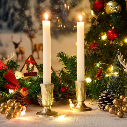 Cast Iron Taper Candle Holder Set of 2, Antique Brass Candlestick Holders Decorative Candle Stand, Tapered Candle Holders Tall Set for Wedding, Holiday, Home Decor, Christmas Decoration (Gold)