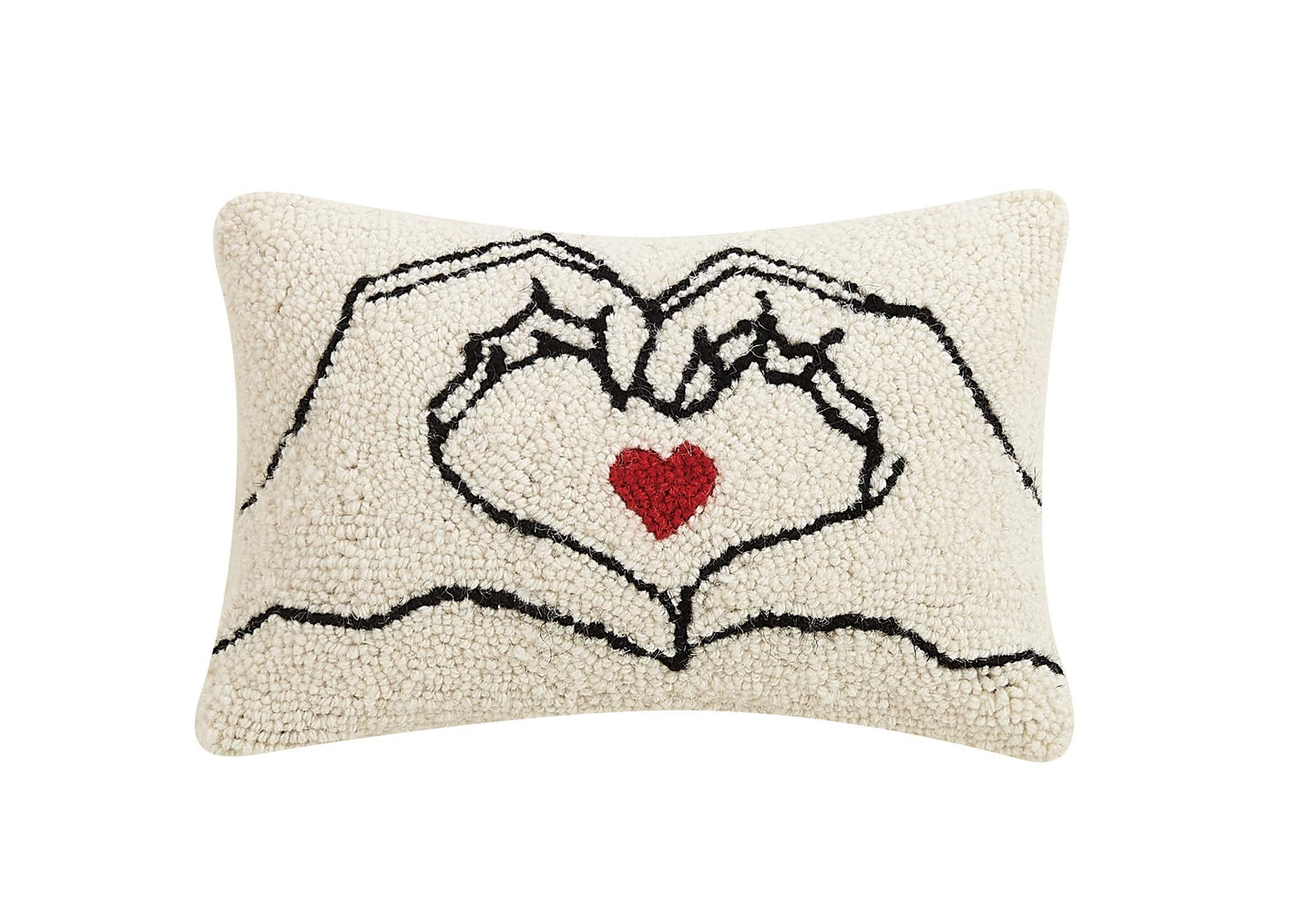 Peking Handicraft 30TG638C12OB Poly Filled Hook Throw Pillow, Wool and Cotton (Heart Hands, 12-inch Length)