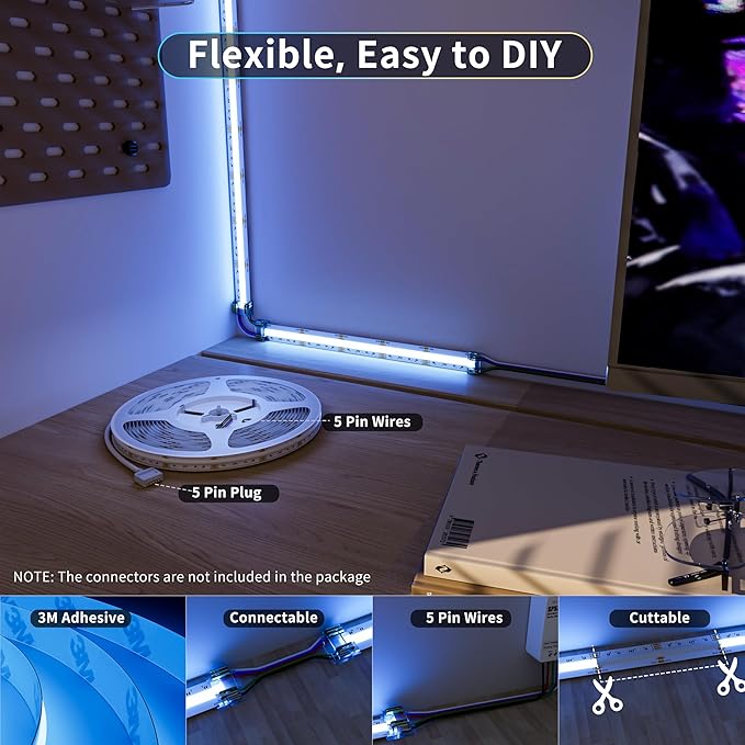 PAUTIX RGBW 6000K COB LED Strip Light 24ft/7.5m,UL Listed 24V Color Changing Tape Lights with 896LEDs/m Multicolor Flexible for TV,Bedroom,Party DIY Decoration(Power Supply & Controller Not Included)