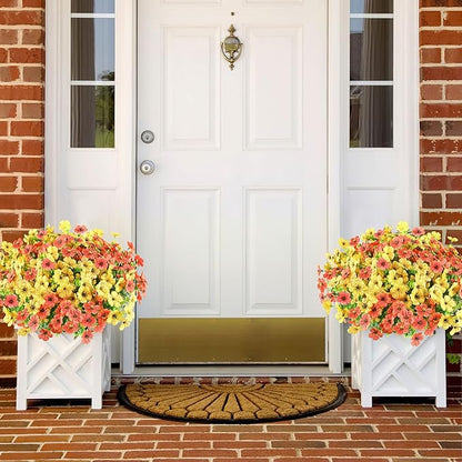 AmyHomie 16 Bundles Artificial Flowers for Outdoor Outside Summer Fall Decoration UV Resistant Faux Flowers No Fade Fake Plastic Plants Fake Mums Garden Porch Window Box Decorating