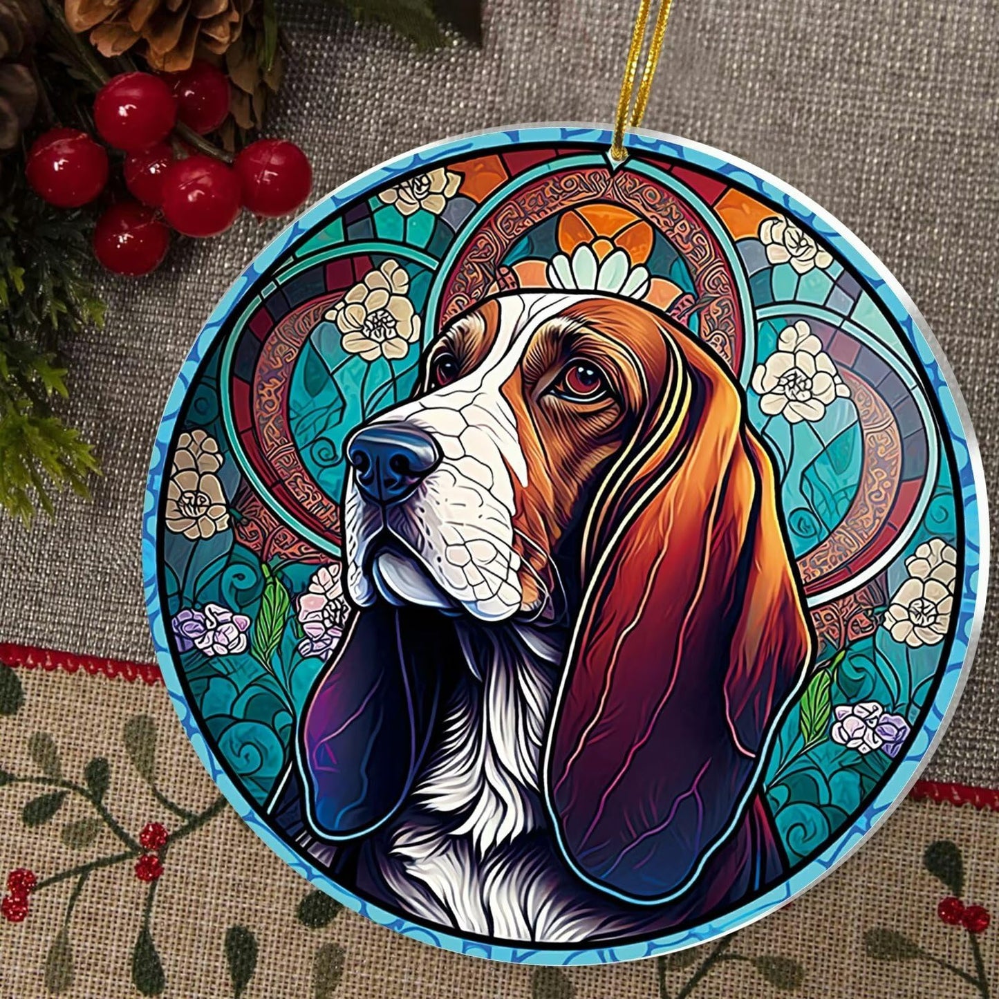 Basset Hound Christmas Ornament - Gifts for Dog Lovers, Christmas Tree Decoration, New Year Keepsake