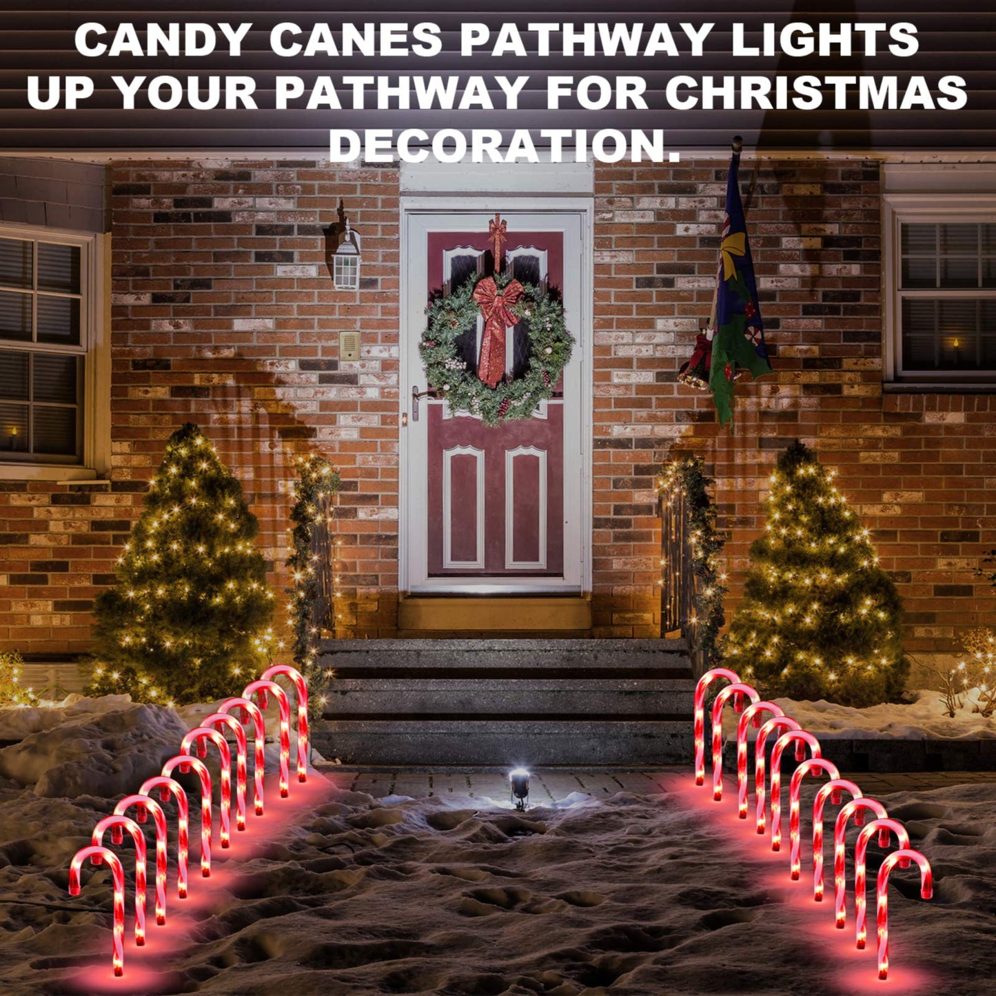 Christmas Candy Cane Lights Outdoor Pathway -10 Pack Lighted Candy Cane Pathway Markers Lights Walkway, 10 inch Candycane Christmas Sidewalk Outdoor for Yard Lawn Decorations