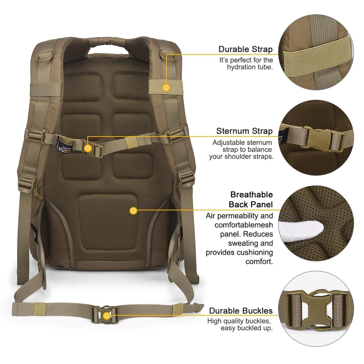 Mardingtop Military Tactical Backpack for Men 40L Molle Rucksack Assault Pack EDC Daypack for Hiking,Travel,Camping, Hunting