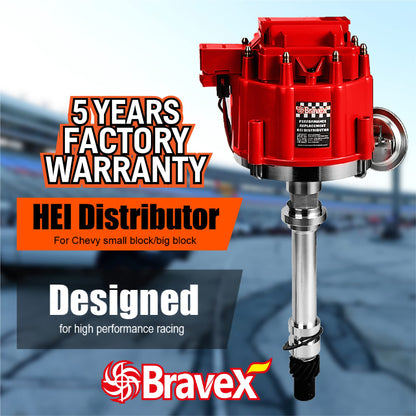 STEINBRÜCKE High Performance Red Cap HEI Distributor for Chevy gm SBC 283 305 307 327 350 400 BBC 454 396 427 Small/Big Block 65k coil 7500RPM