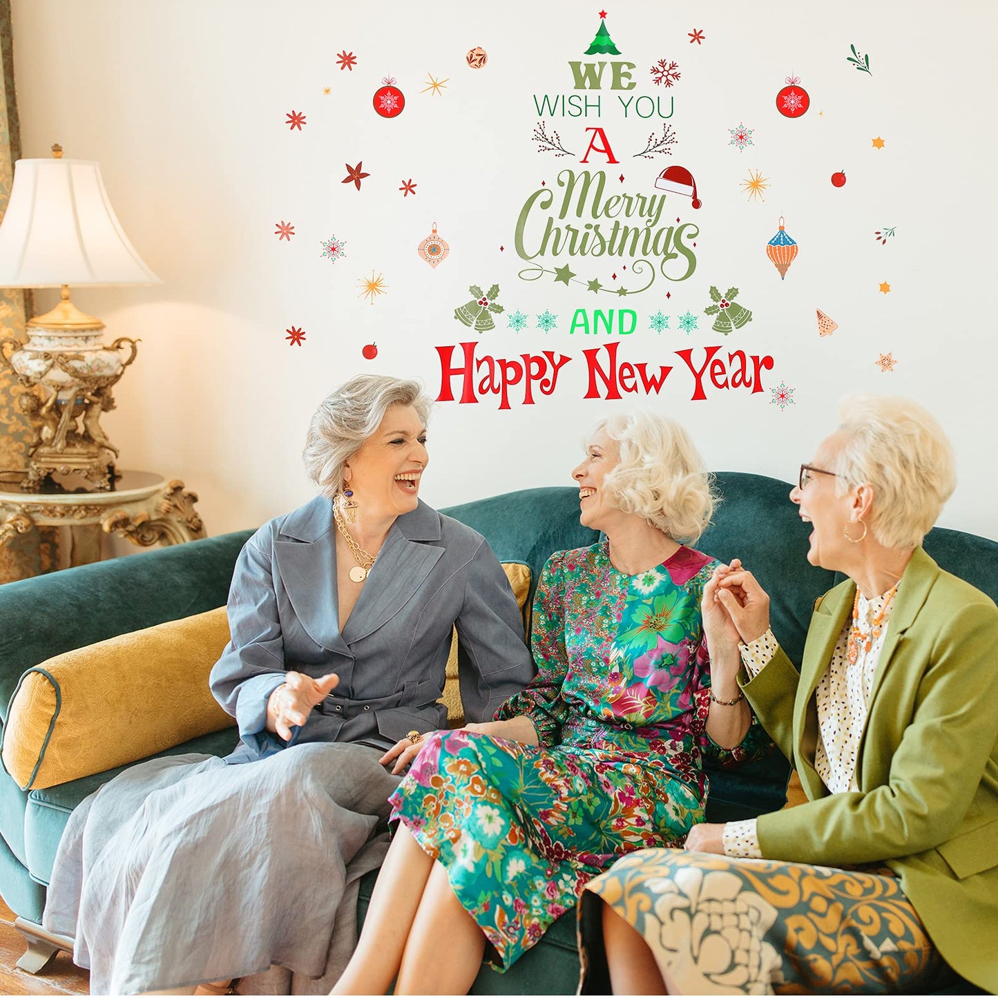 Large Christmas Wall Decals Stickers - Believe Quotes Decals, Tree Door Stickers Merry Christmas Wall Decorations Xmas Bathroom Fireplace Decor for Party Window Supplies - Removable