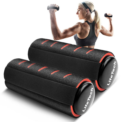 LifeTech Hand Weights for Walking, 2.2 lbs Dumbbells Set of 2 with Anti-Slip Foam Padding, Soft Grip Jogging Handweights for Fitness Training, Cardio Dumbbells 1kg/2.2lbs each black&red