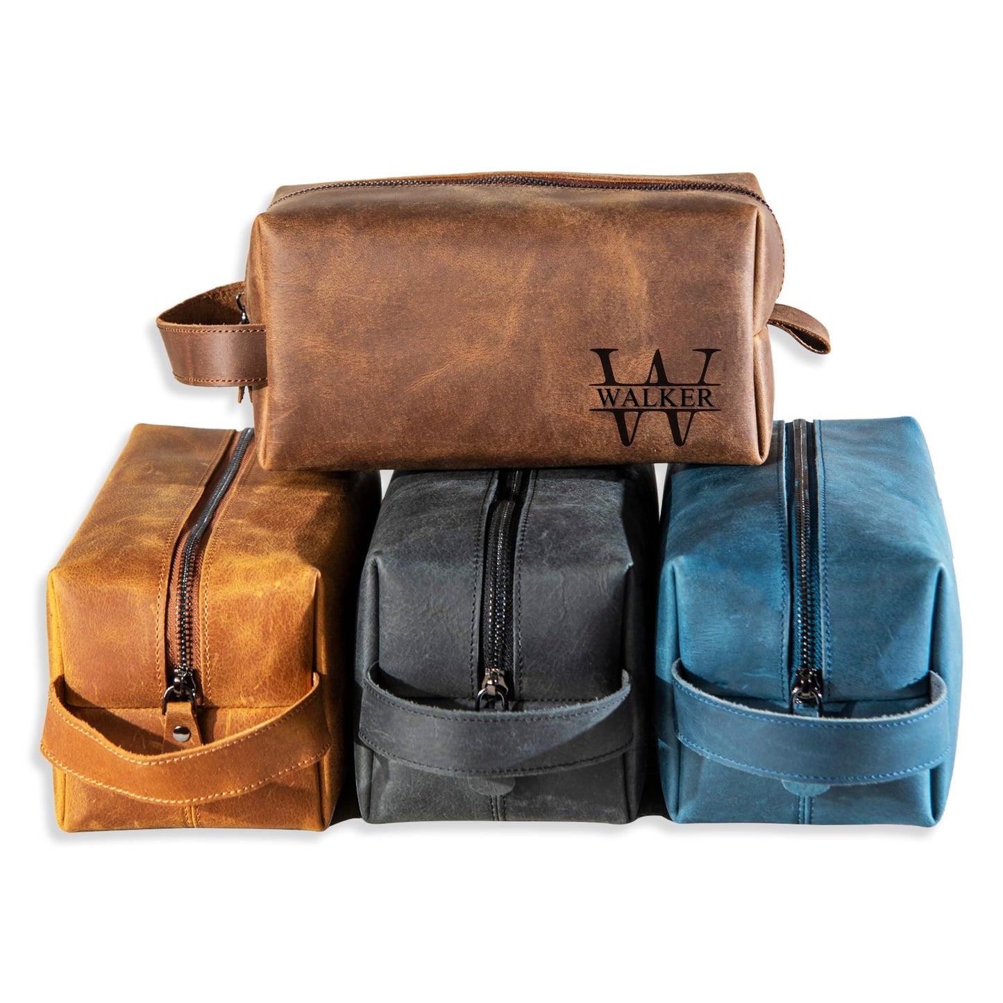 Personalized Handcrafted Leather Toiletry Bag for Men, Custom Shaving, Travel Dopp Kit, Grandpa, Dad, Husband, Father, Him, Boyfriend, Groomsmen, Birthday, Wedding, Graduation, Retirement Gifts