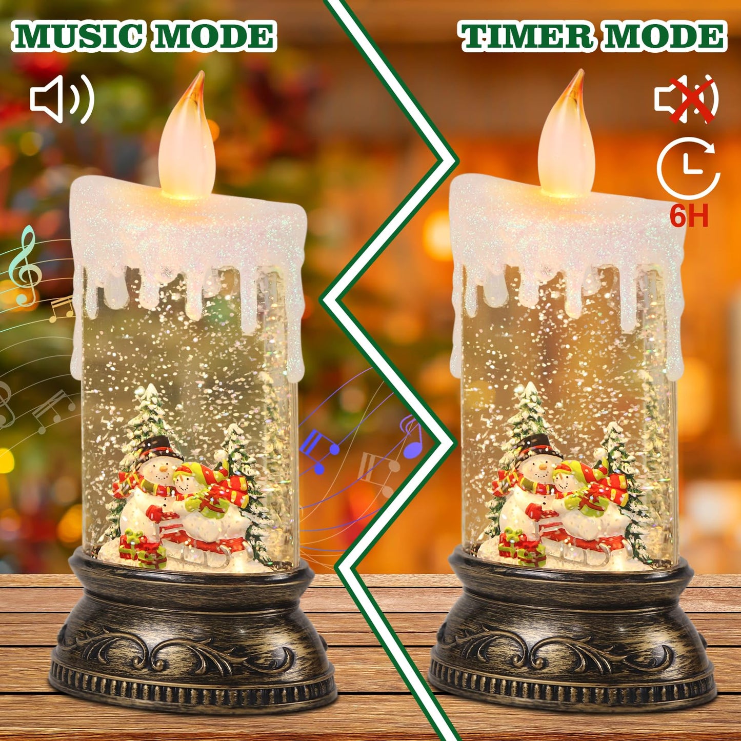 Eldnacele Musical Snow Globe Lantern with Timer Battery Operated & USB Powered Lighted Snowman Singing Snow Globe Christmas Decor
