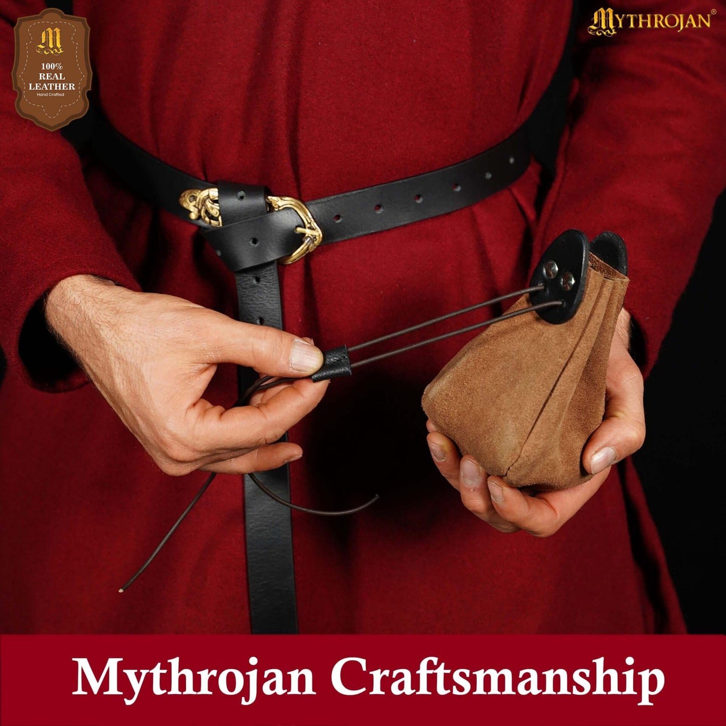 Mythrojan Leather Jewelry Bag Drawstring Christmas Gift storage bag pouch For Wedding Party Favors - Brown