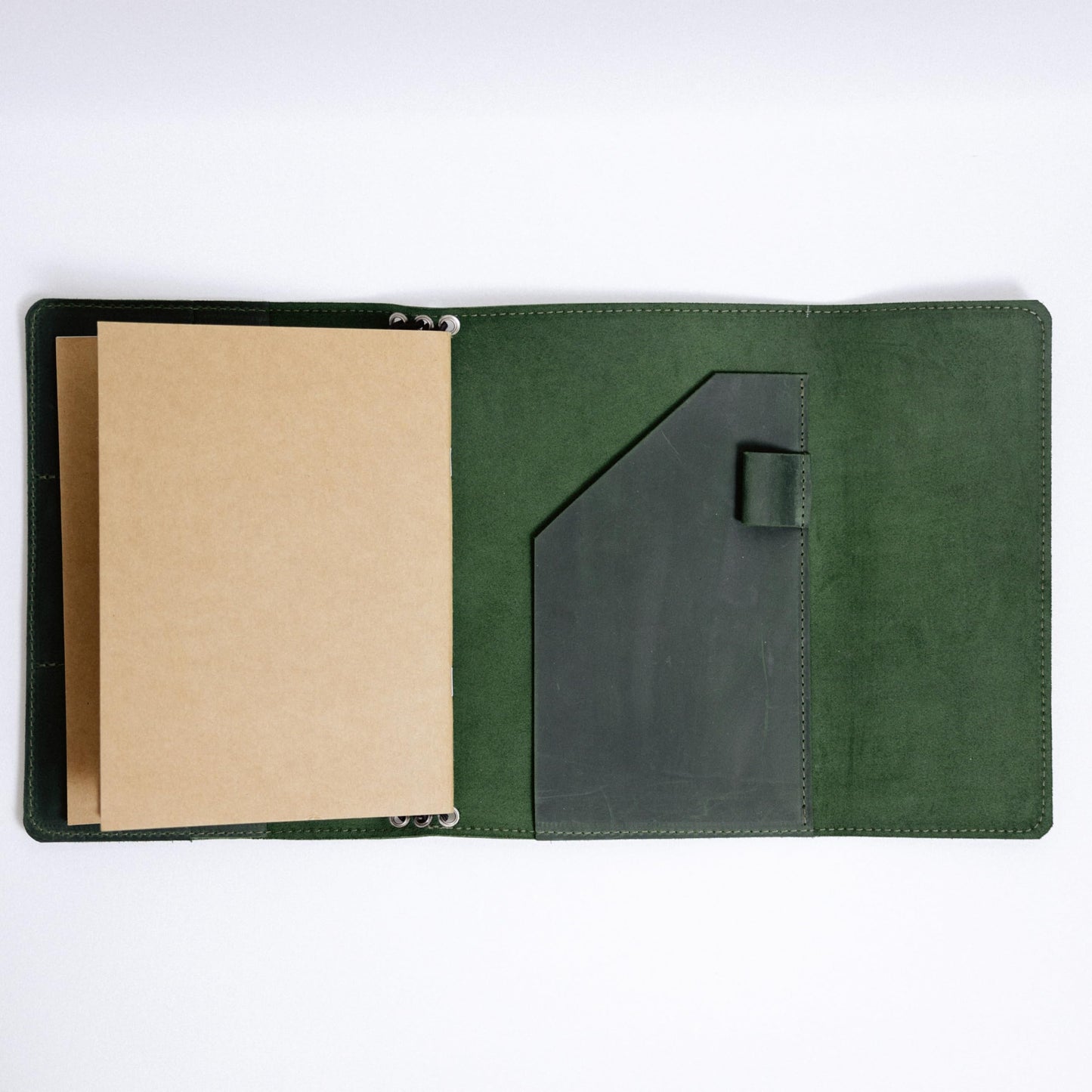 TORAKIP Leather A5 Notebook Cover – Refillable Journal Cover with Pen Holder & Card Slots, Handmade Leather Notebook Case, Fits A5 Notebooks (Paper Not Included), Green