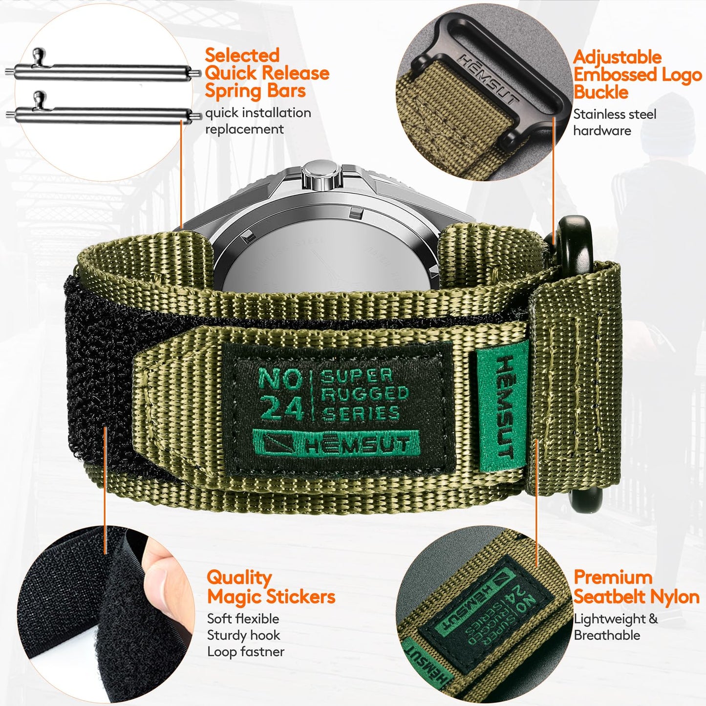 20mm Quick Release Watch Band Compatible with Casio duro,Nylon Replacement Strap Wristbands for Casio MTP-V006 / MTP-1183 / MTP-VT01 / EFB-506 / CA-53W-1 / CA-61W-1