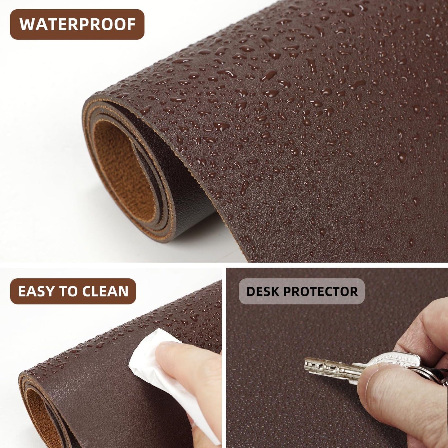 AFIING Cork Desk Mat 47" x 23.6", Dual-Sided Natural Cork & PU Leather Desk Pad, Non-Slip Waterproof Large Mouse Pad for Office, Home & Gaming (Coffee)
