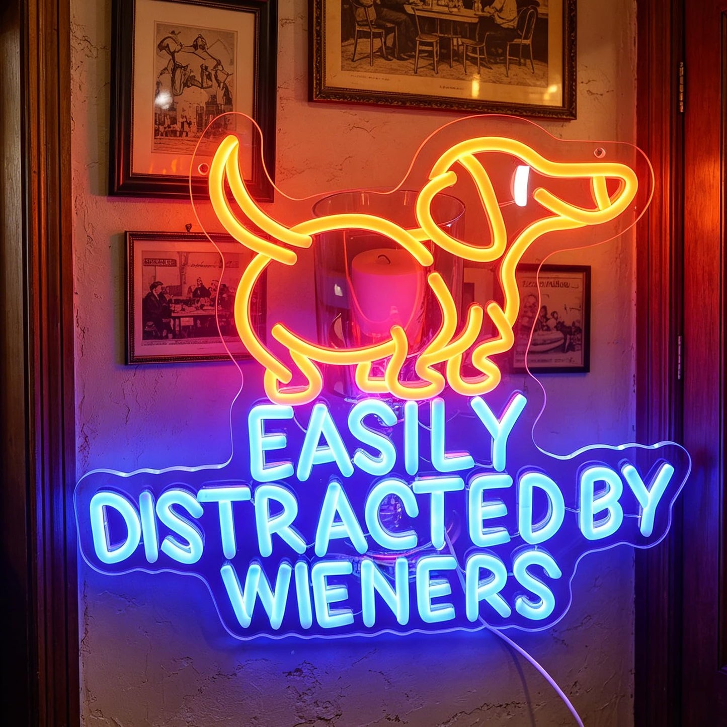 Easily Distracted Neon Sign, Wiener Dog Neon Light, Dachshund Led Signs, Dachshund Decor for Home Decor,Game Room Wall Art Decor,Gift For Dog Lover, Christmas Birthday Gifts