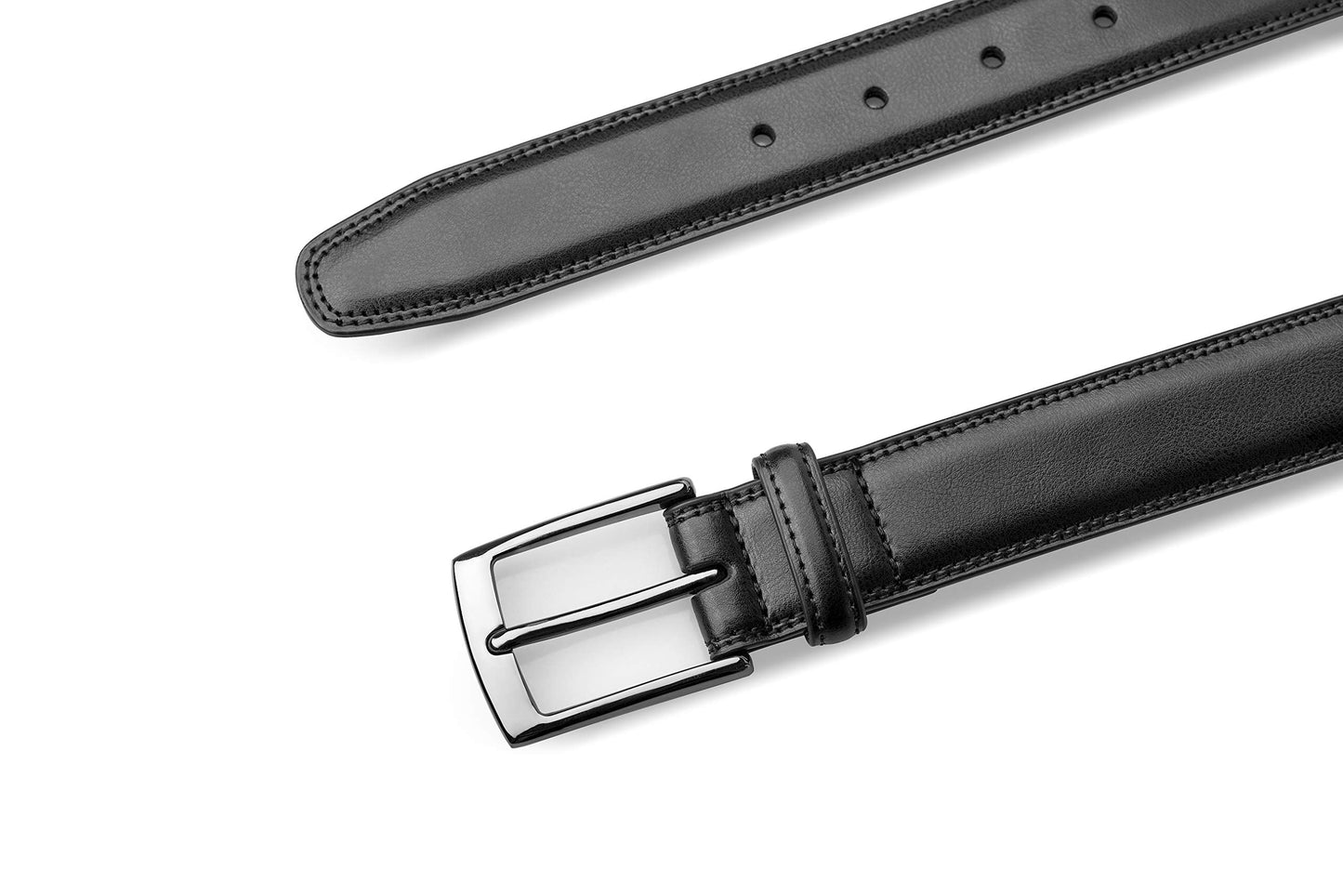 MILORDE Men's Belt, Fashion & Classic Designs for Work Business and Casual (Size 40 (Waist 38), Whole Black)