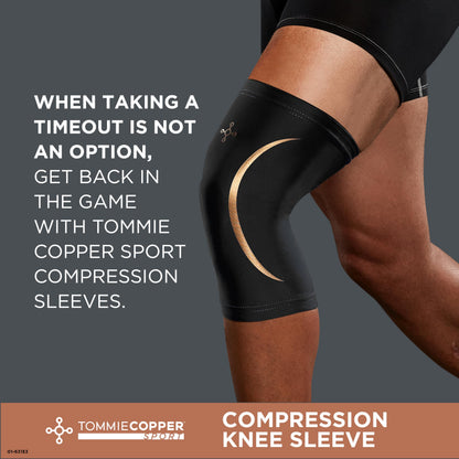 Tommie Copper Knee Compression Sleeve (L/XL, Black), 15-20 mmHg, 4D Stretch & Non-Slip Fit for Targeted Support, Patented Copper Znergy Fabric, Anti-Odor Benefits, Breathable Design