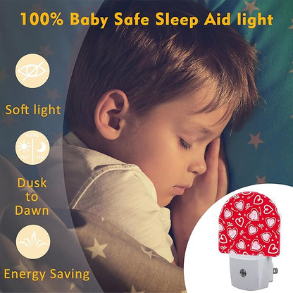 Valentine's Day Love Words and Arrow Night Light for Kids, Red Love Hearts Night Light Plug in with Dusk to Dawn Sensor,0.5w Energy Saving Nightlight for Hallway Stairway Kitchen Bedroom