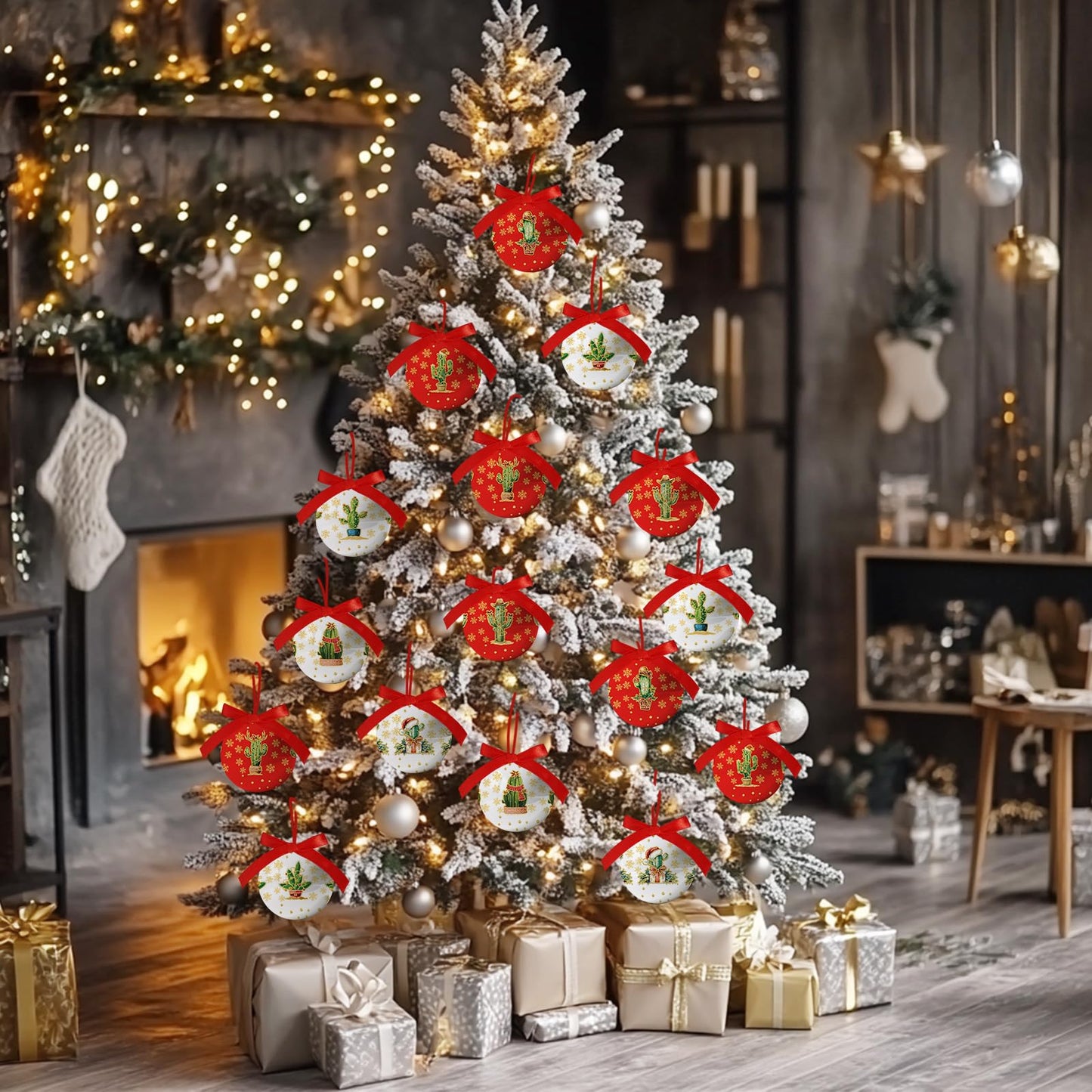 Cactus Christmas Decor - Cactus Ornament Tree Decorations Hanging Balls, Christmas Cactus Decorations Ball 2.36 Inch for Xmas Tree Party Home Holiday，Xmas Gifts Set of 16Pcs