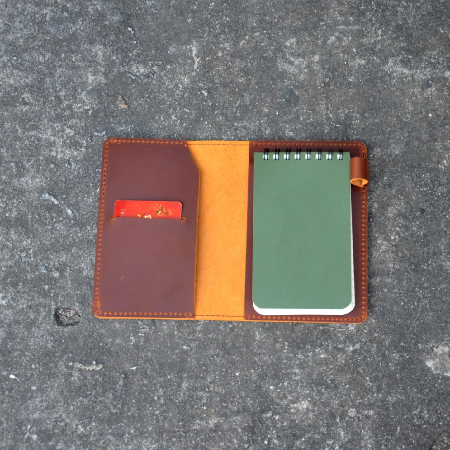 YIYUS Leather Cover Compatible with Rite in the Rain & Rocketbook Mini Notebooks, Top Bound Spiral Notebook Cover, Memo Notepads Holder Leather Cover for 4'' x 6'' Pocket Notepad With Pen Holder Brown