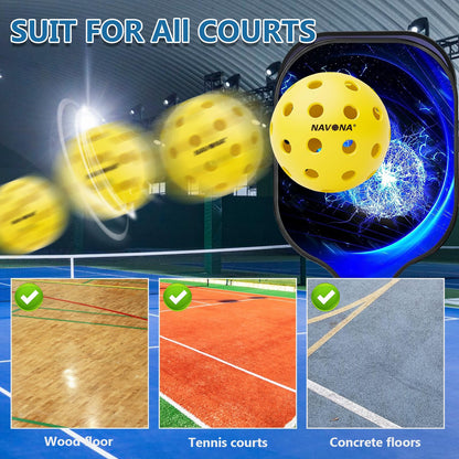 Navona 48 Pack Premium 40-Holes Outdoor Pickleball Balls, Meet USAPA Official Requirement, Perfectly Balanced, High Bounce True Flight, Durable Outdoor Pickleball Set