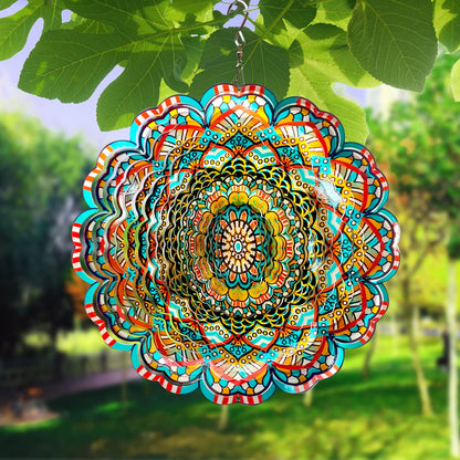 Eiryhope Mandala Wind Spinner - Lucky Star Design | 12-Inch Laser Cut Stainless Steel, Kinetic Hanging Wind Sculpture for Garden, Porch, Patio, Home | Outdoor 3D Metal Windcatcher & Yard Art