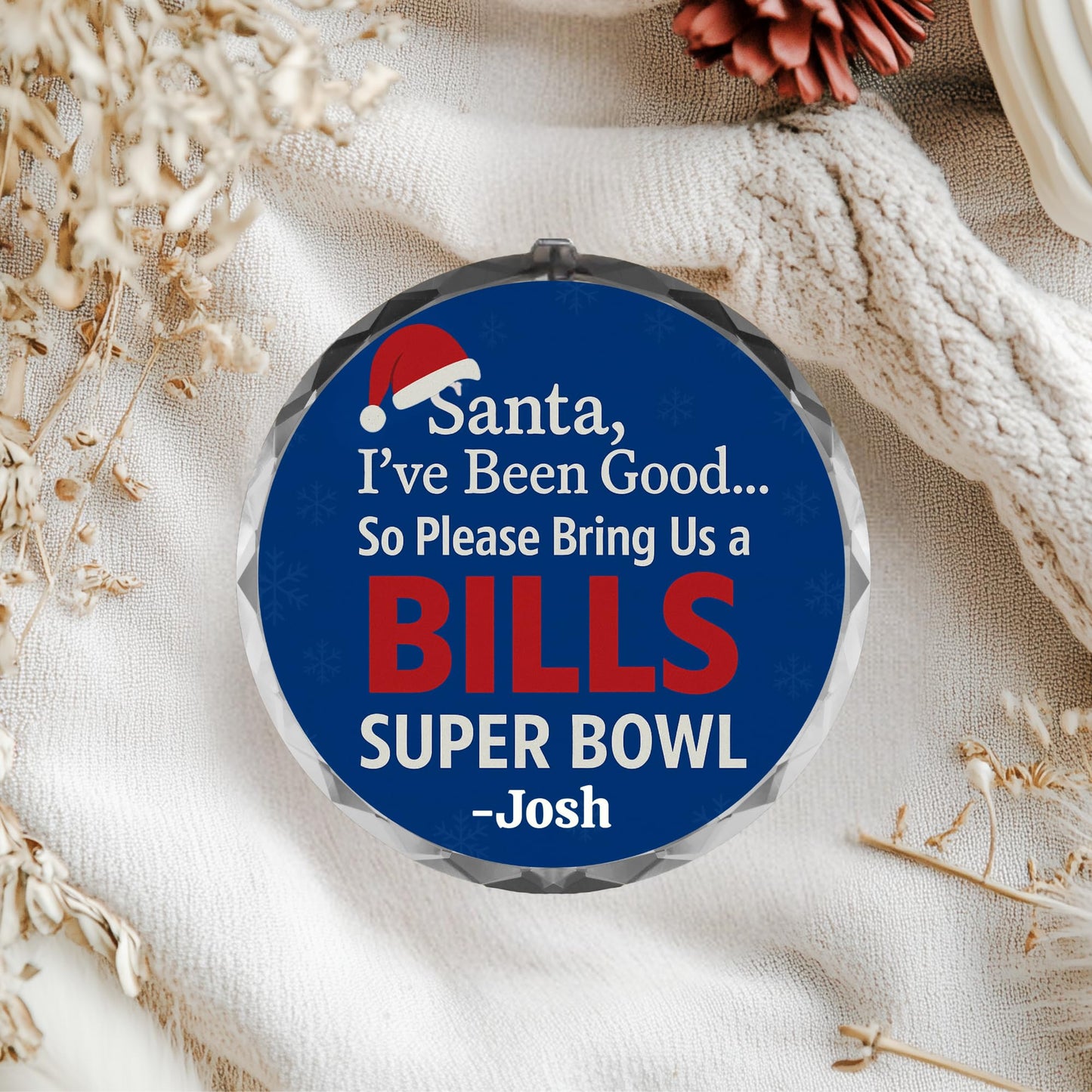 Santa I’ve Been Good Bills Ornament – Funny Football Christmas Ornament – Personalized Buffalo Fan Gift – Custom Name Xmas Tree Decoration – Sports Humor Holiday Decor (Ceramic, 1)