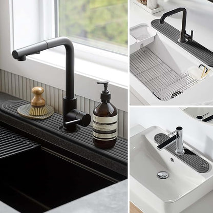 Stone Faucet Mat for Kitchen Sink – Diatomite Fast-Drying Stone Tray, Faucet