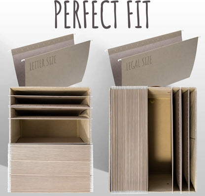 ZICOTO Decorative File Organizer Box Set of 2 - Collapsible Linen Filing Cabinets w/Handles Are Perfect to Store all Your Documents & Hanging File Folders - Portable Easy Slide Crates with Lid