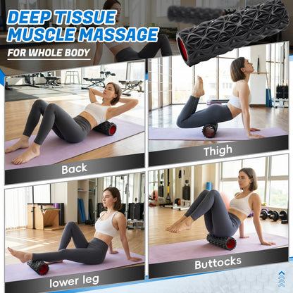 JOYVANTAGE Foam Roller for Deep Tissue Massager, 15" High Density Diamond-Shaped Texture, Myofascial Release, Deep Tissue Muscle Massage Trigger Point Release Back Roller for Fitness (Black)