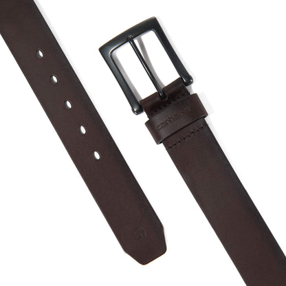 Carhartt Men's Rugged Full Grain Burnished Leather Box Buckle Belts, w/Antique Harness Buckle Hardware, Brown, 42