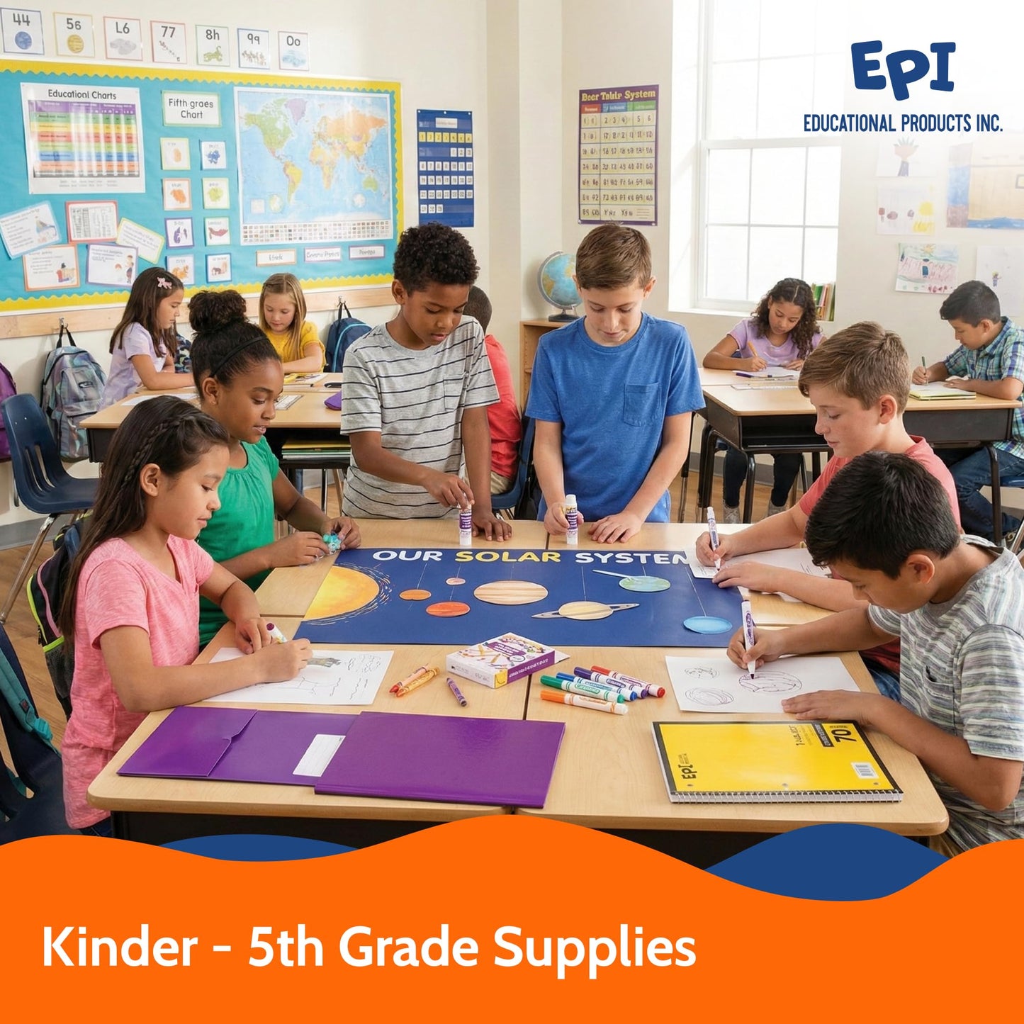 EPI Essentials Back to School Supplies for Kids – 74 Items in Kit – Kindergarten to 5th Grade School Supply Packs – Wide-Ruled Bundle with Composition Notebooks – Suitable for Homeschooling