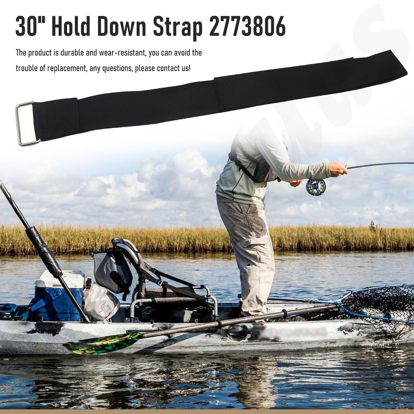 2773806 Strap Hold Down Replacement Compatible With Minn Kota Trolling Motor Strap, 30" Hold Down Strap for Minn Kota Fortrex, Powerdrive, Ultex Trolling Motor
