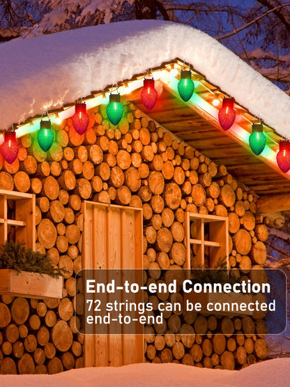 Red and Green Jumbo Christmas Lights, 16FT Big Bulb Christmas Lights with 10 Count 5'' Diamond Red Green LED Bulbs for Xmas Roofline Patio Backyard Decorations