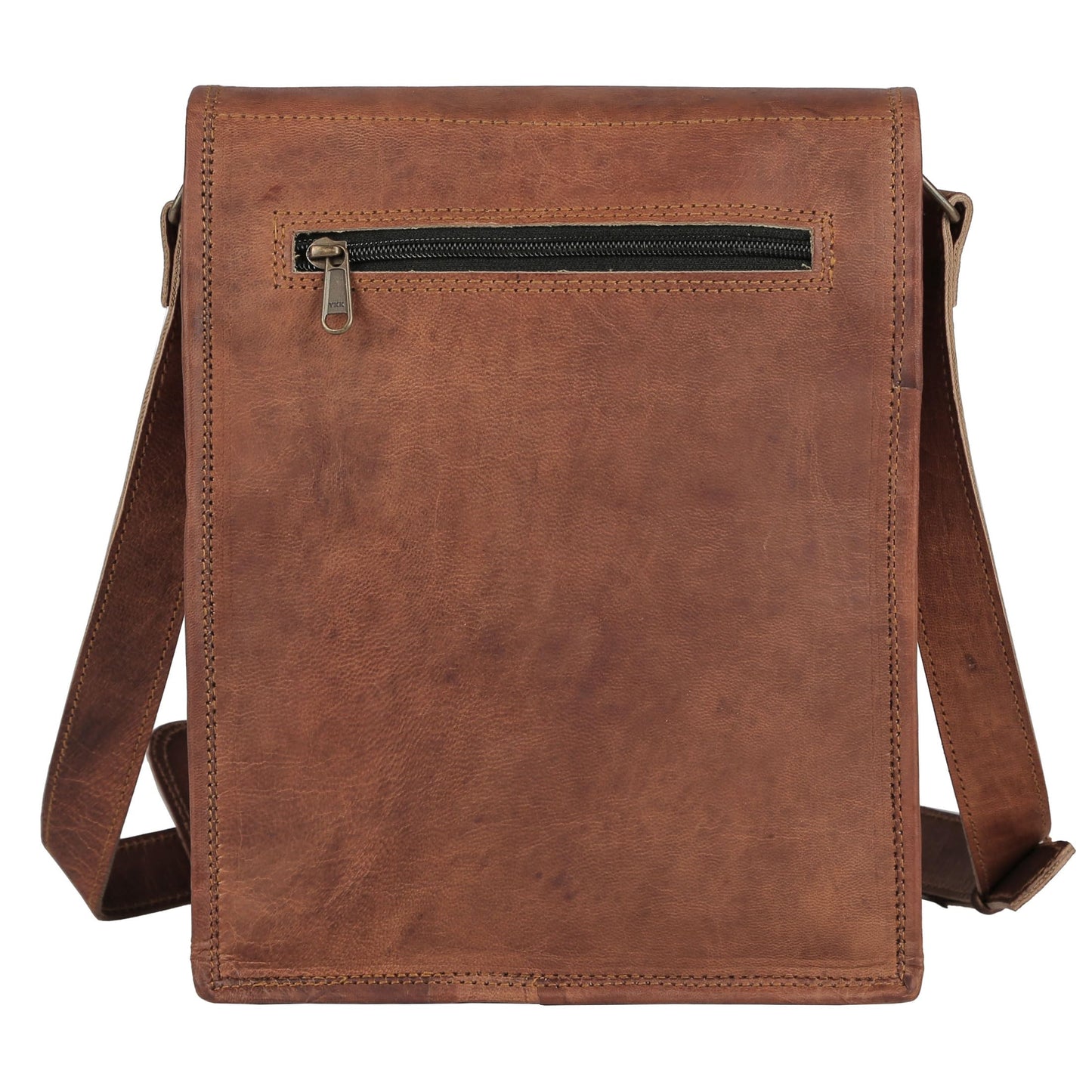 Leather crossbody bag messenger satchel tablet bag 11 inches for men and women (Brown)