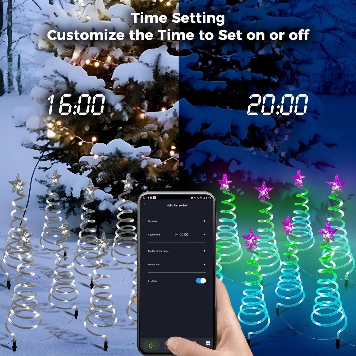 8 Pack Christmas Pathway Lights Outdoor, Spiral Christmas Tree Path Lights, Christmas Yard Decorations Outdoor, Spiral Lighted Christmas Tree for Yard-APP Control Music Schedule Waterproof 1.5FT*8