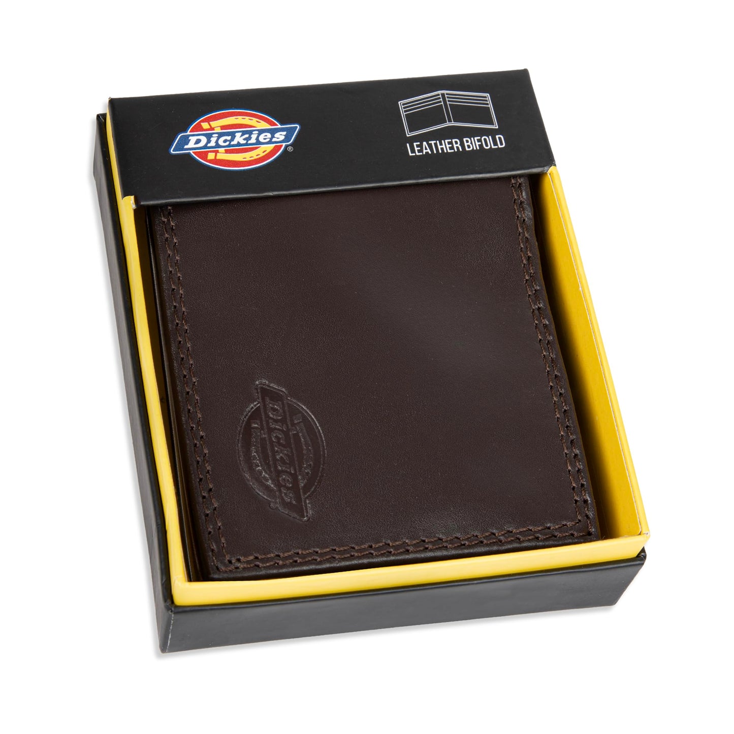 Dickies Mens RFID Everyday Leather Bifold Chain Wallet, Brown, One Size