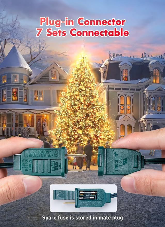 LED Christmas String Lights, 100FT C7 Vintage Christmas Lights with 104 Bulbs(4 Spare), Commercial Connectable Christmas Tree Lights for Xmas Holiday Roofline Garden Wedding Decor