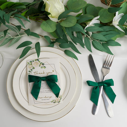 AIMUDI Twist Tie Bows for Treat Bags 3.5" Hunter Green Satin Ribbon Bows for Crafts Premade Bows with Twist Ties for Christmas Cake Pop Candy Apple Small Bows for Gift Wrapping Wedding Decor, 50 PCs