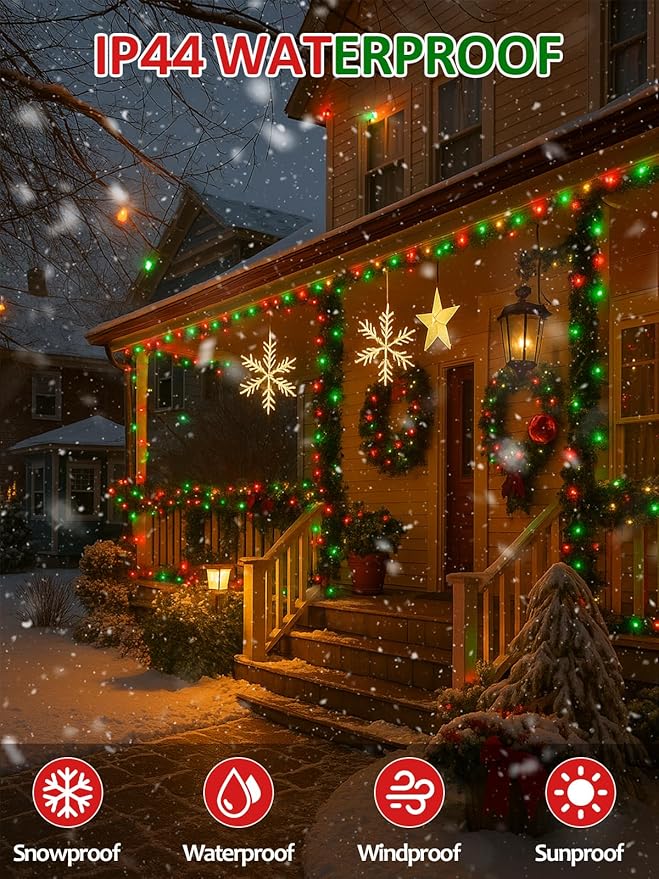 Upgraded 250 LED C6 Connectable Christmas String Lights Red and Green, 82FT Waterproof Christmas Twinkle Light Outdoor, Plug in Fairy Lights Indoor with 13 Modes & Timer for Christmas Tree Decorations