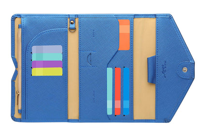 ZOPPEN Passport Holder Women/Men, Multi-purpose Rfid Blocking Travel Passport Wallet (Ver.4) Travel Essentials Tri-fold Document Organizer Holder, (#31 Honolulu Blue)